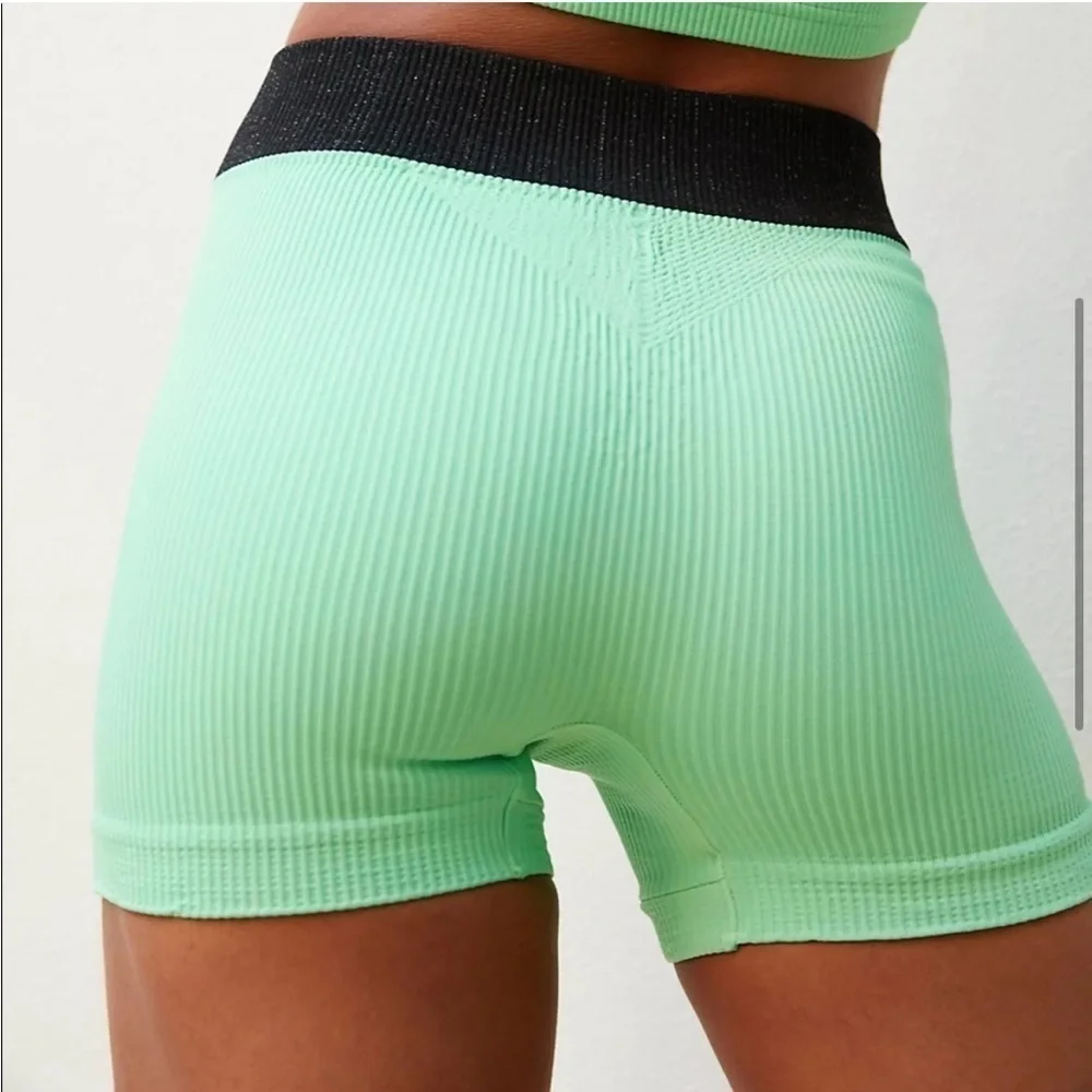 NWT Free People Prajna Fresh Cut High Rise Ribbed Seamless Shorts